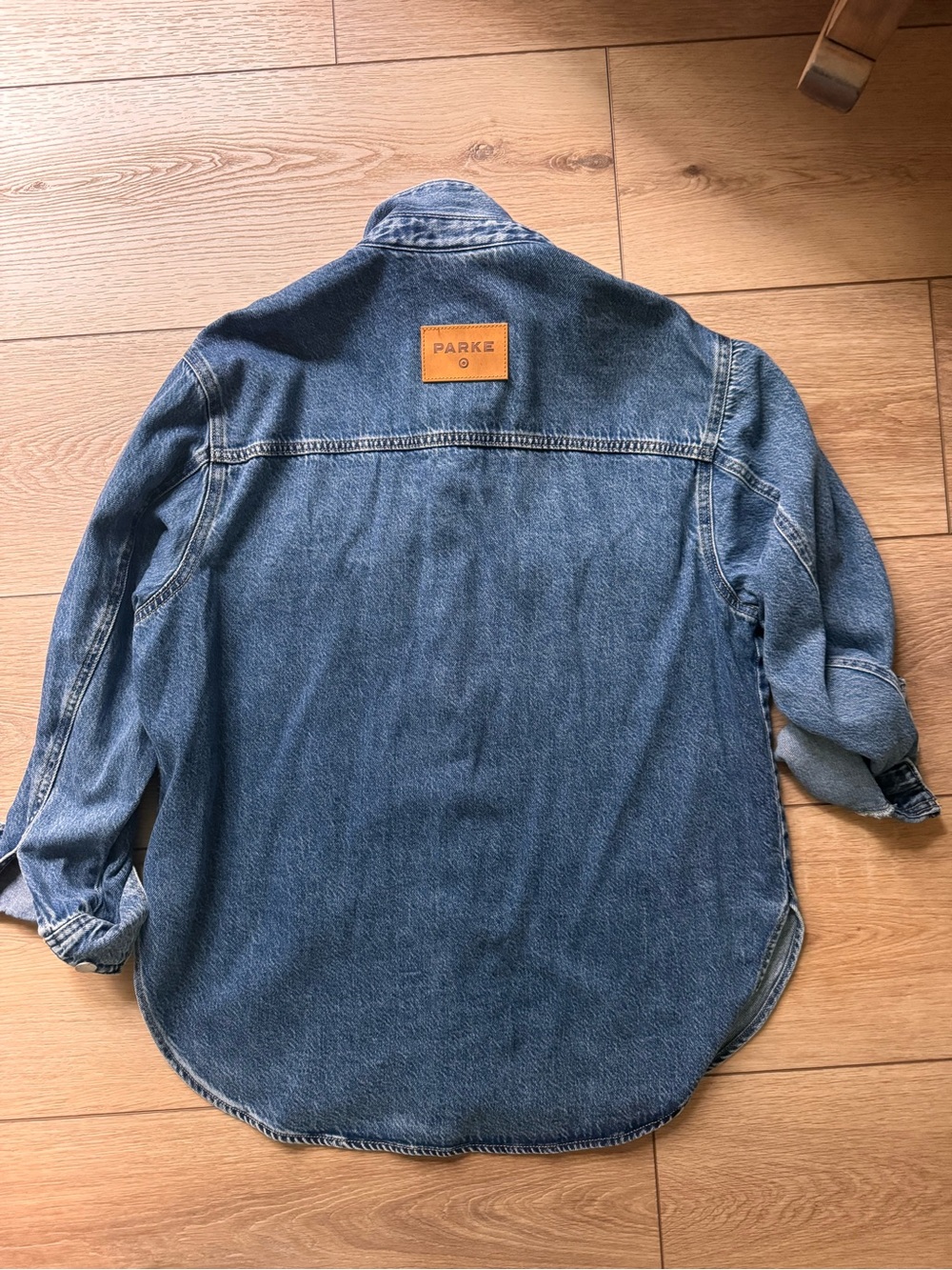 Parke x Target Denim Shacket Medium Wash - Picture 5 of 5